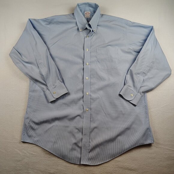 Brooks Brothers Traditional Fit Shirt Mens 17-34 Blue Button Down Non Iron - Picture 1 of 6